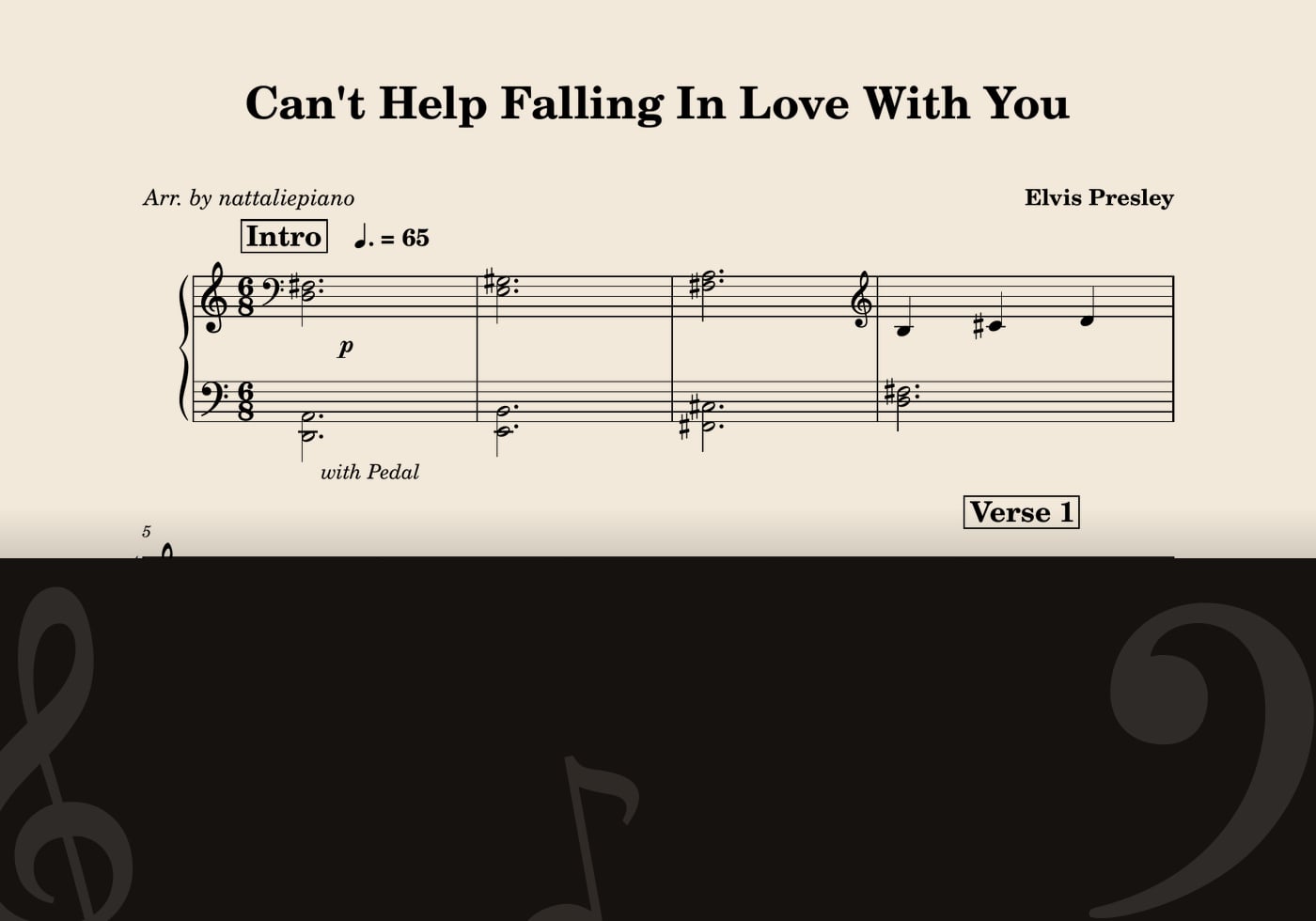 Can't Help Falling in Love — score preview