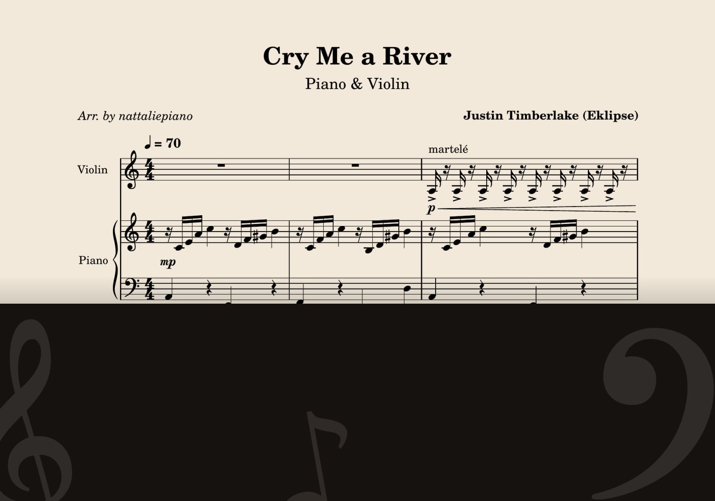 Cry Me A River — score preview