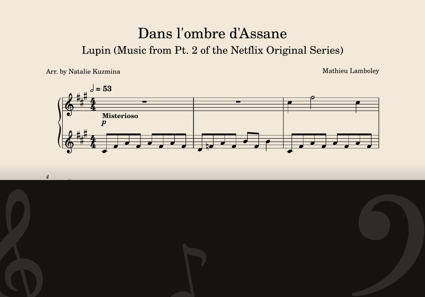 Dans l'ombre d'Assane — score preview