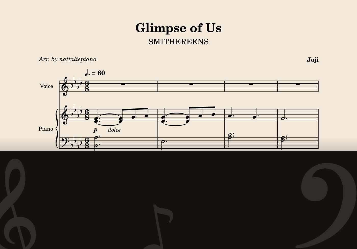 Glimpse of Us — score preview