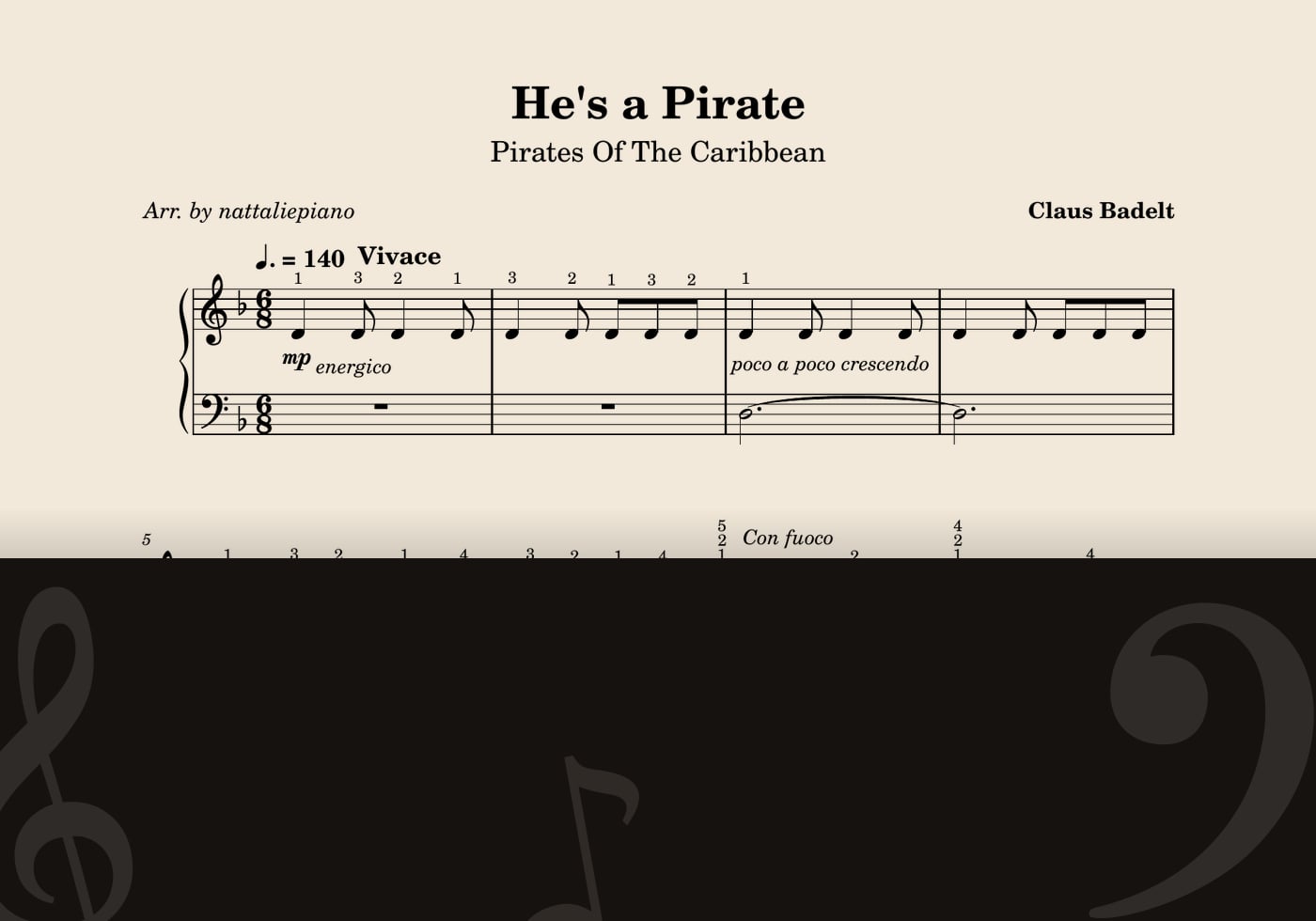 He's a Pirate — score preview