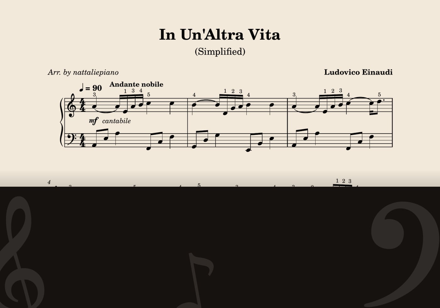 In Un'Altra Vita — score preview