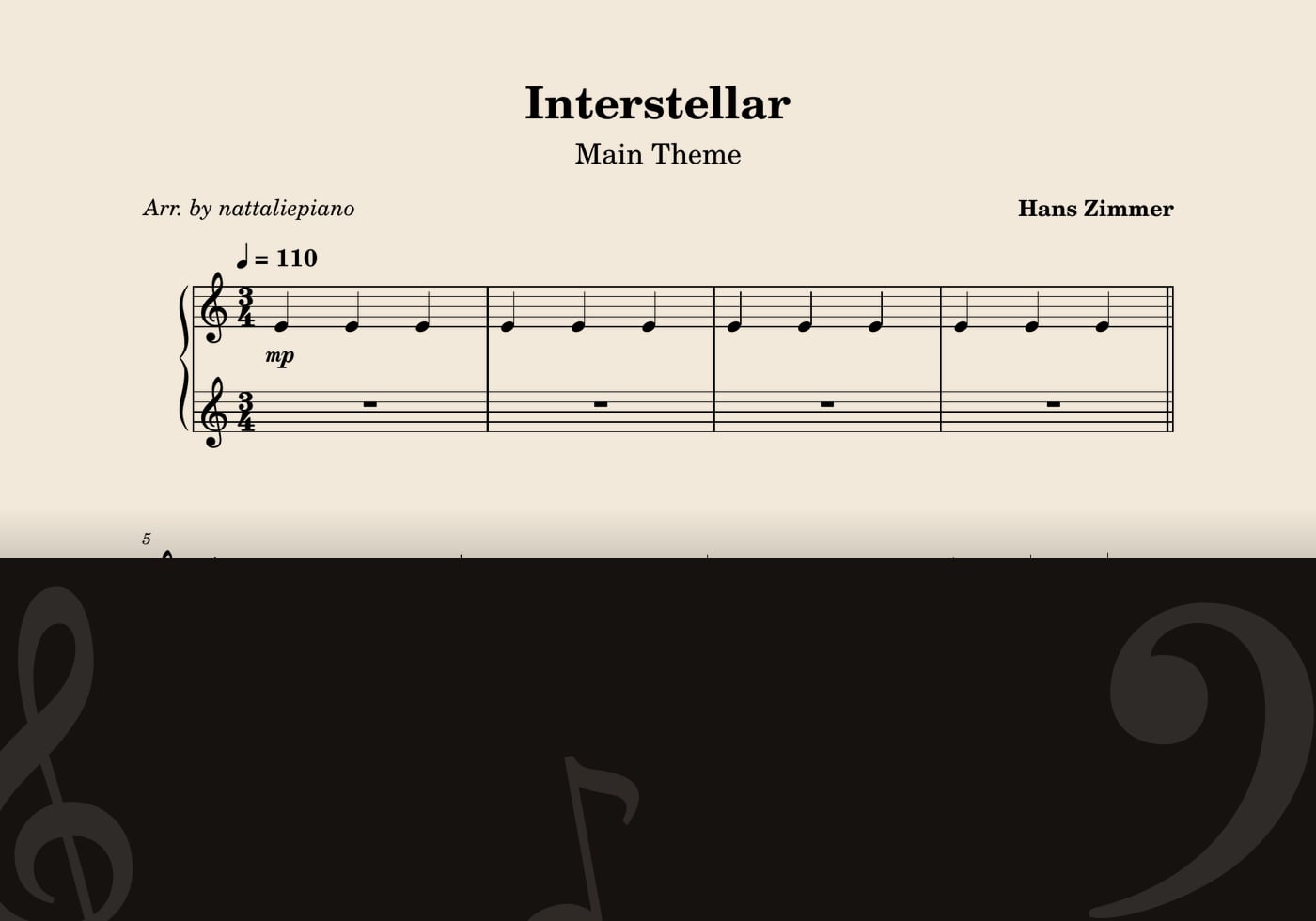 Interstellar Main Theme — превʼю нот