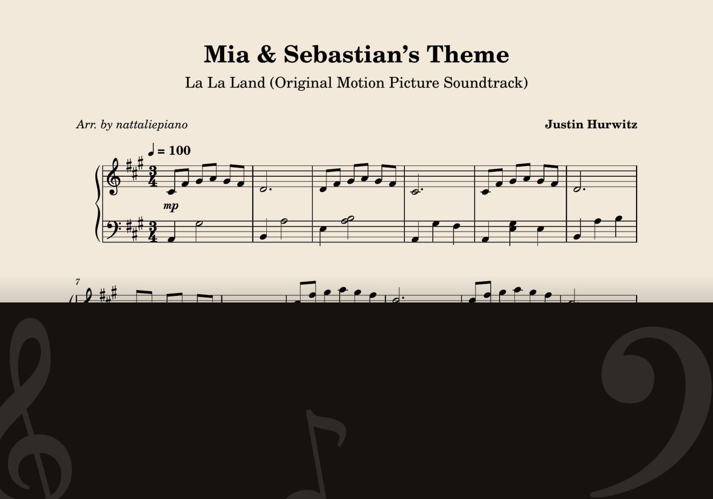 Mia & Sebastian’s Theme — score preview