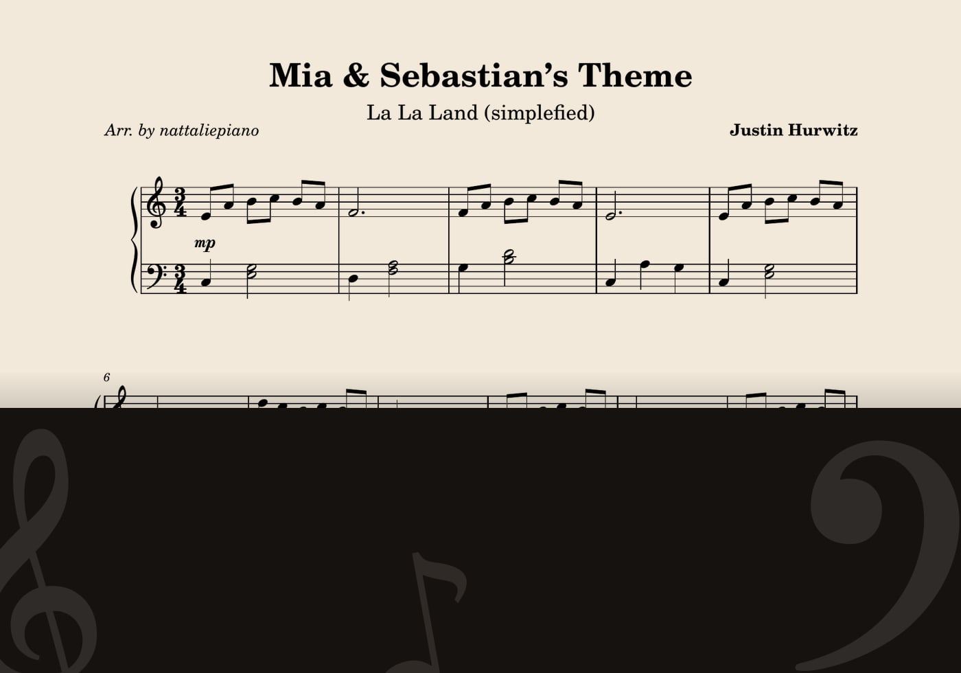Mia & Sebastian’s Theme — score preview
