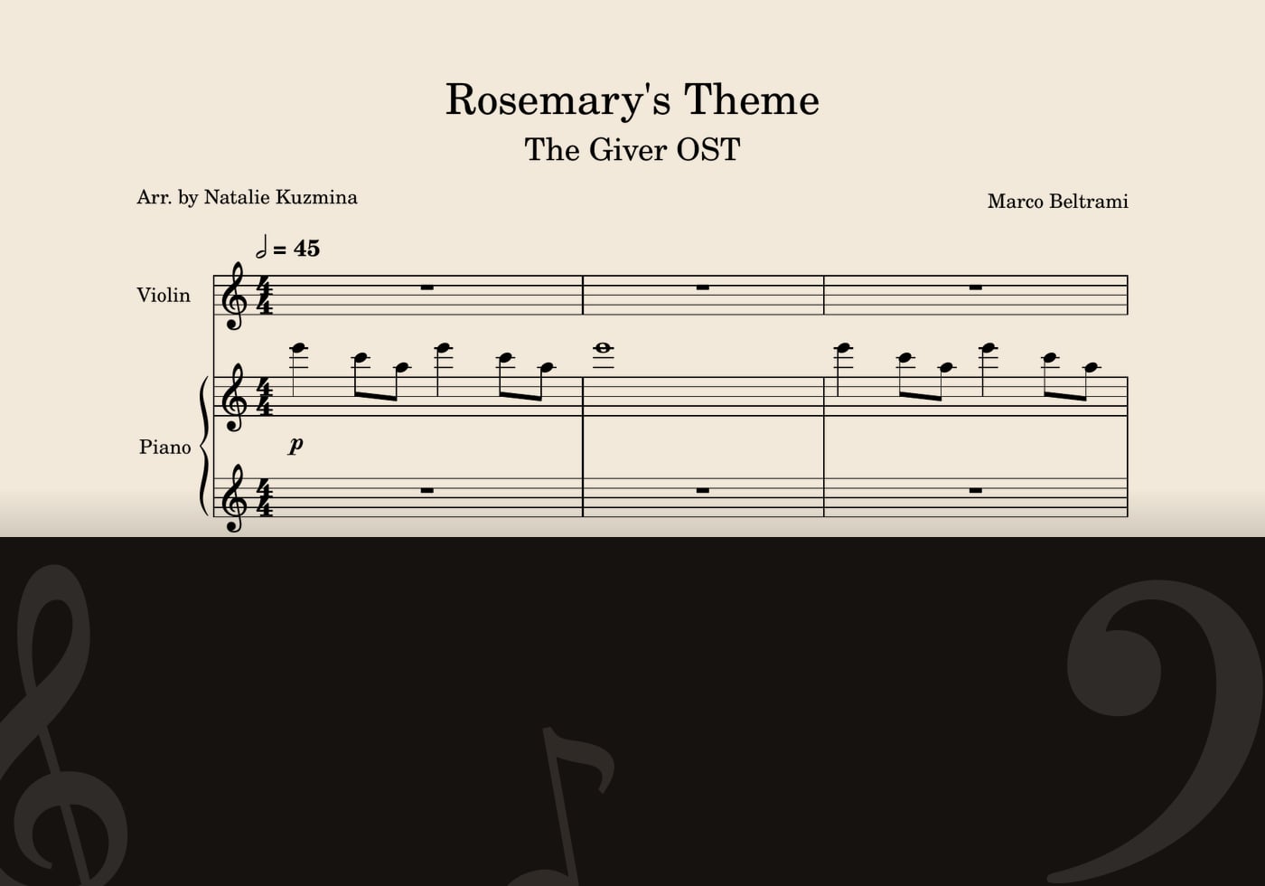 Rosemarys Piano Theme — score preview