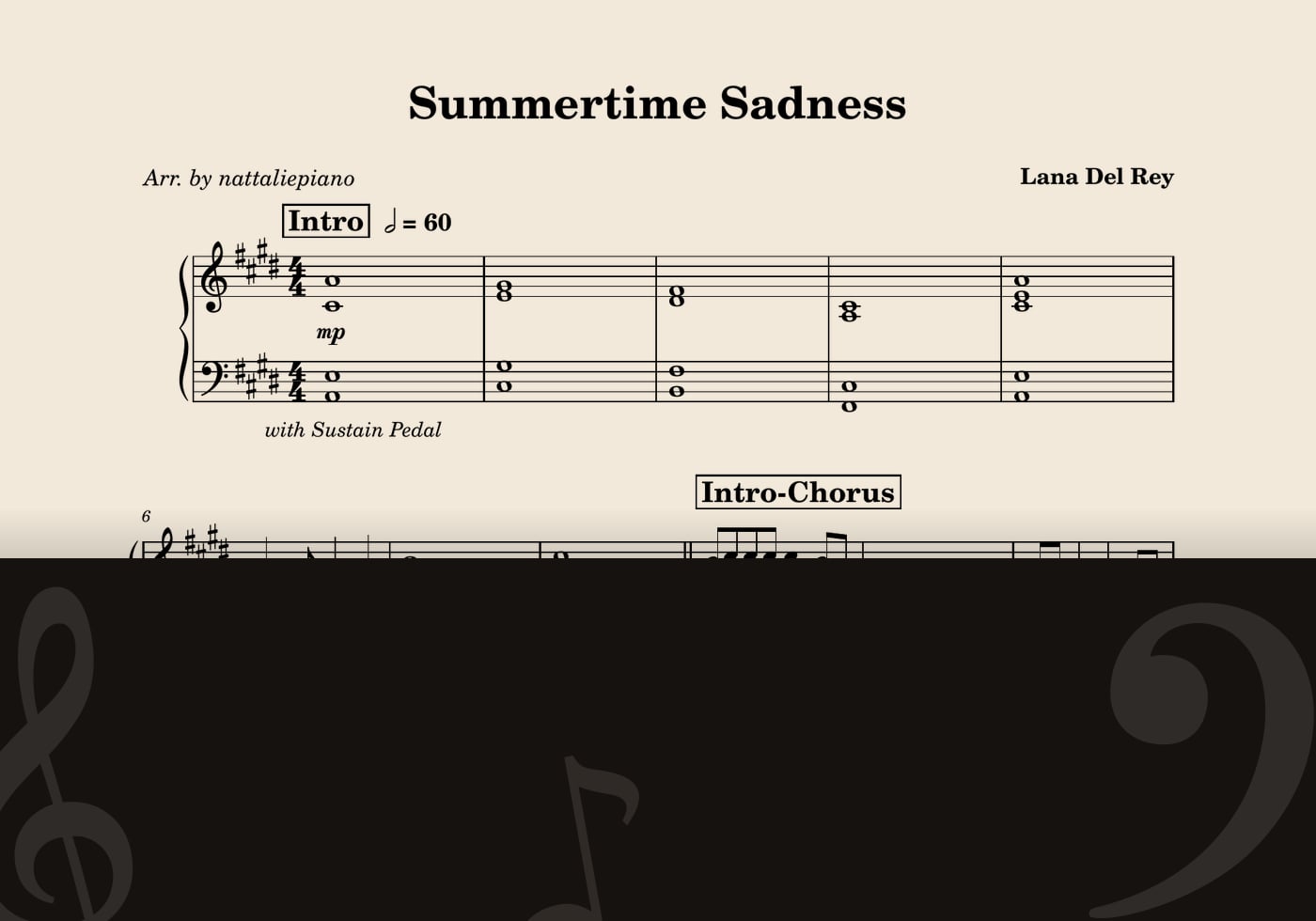 Summertime Sadness — score preview