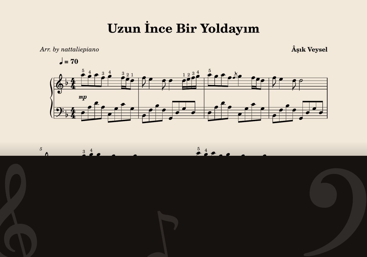 Uzun İnce Bir Yoldayım — прев’ю нот