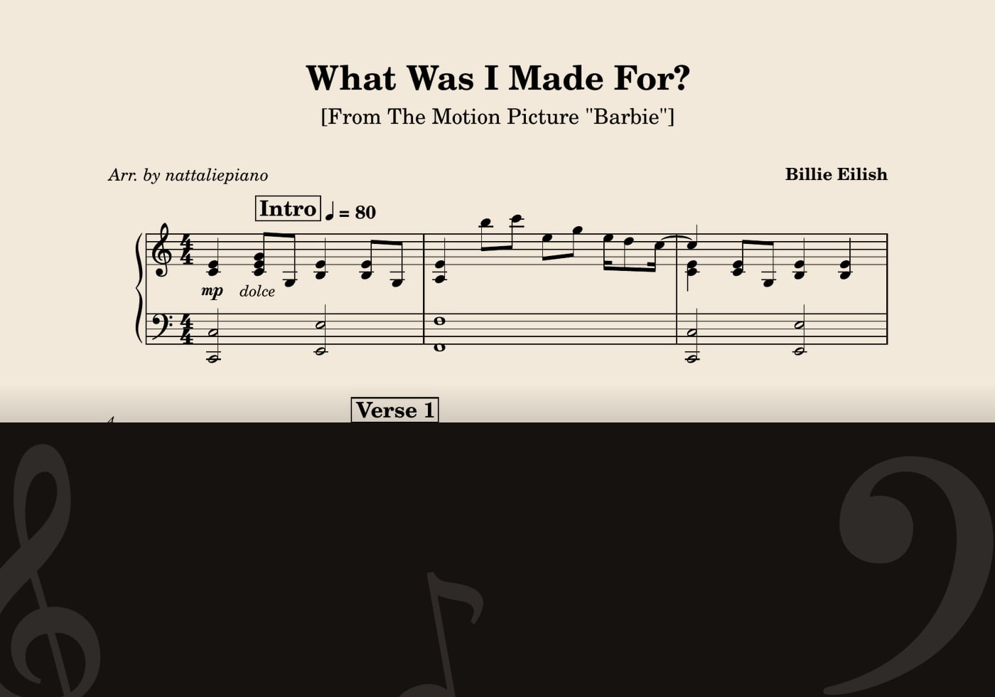 What Was I Made For — score preview