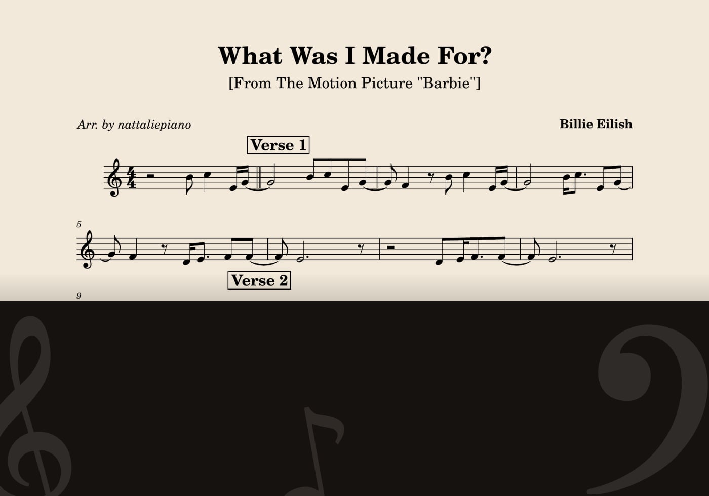 What Was I Made For — score preview