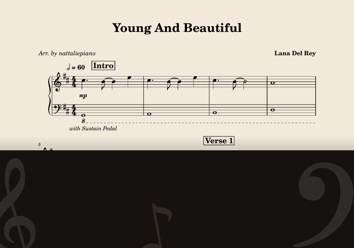 Young And Beautiful — score preview
